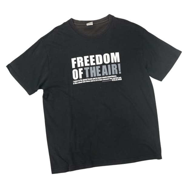 힐크롭 빈티지 FREEDOM 레터링 블랙 반팔 티셔츠 (LL)