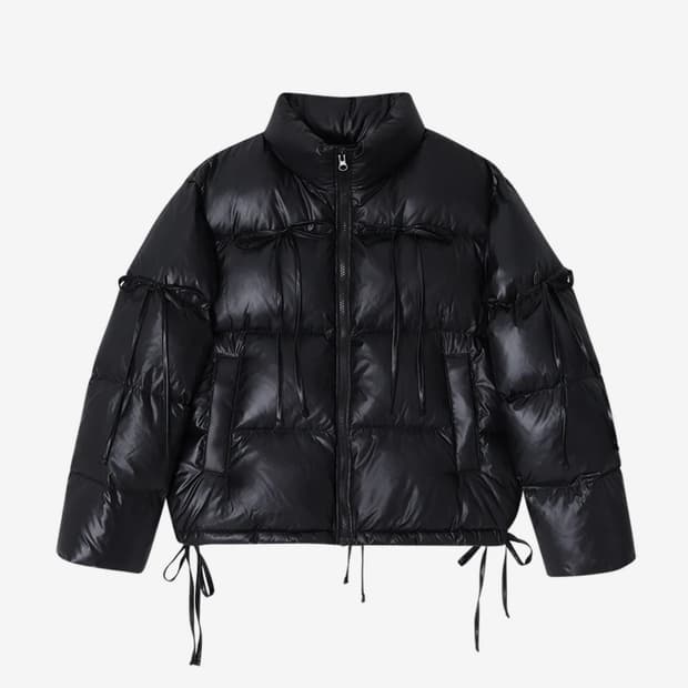 새상품) 크랭크 리본 덕다운패딩 글로시