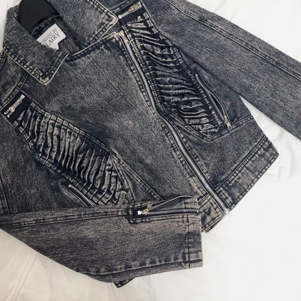 일본 빈티지 셔링 데님 바이커 자켓