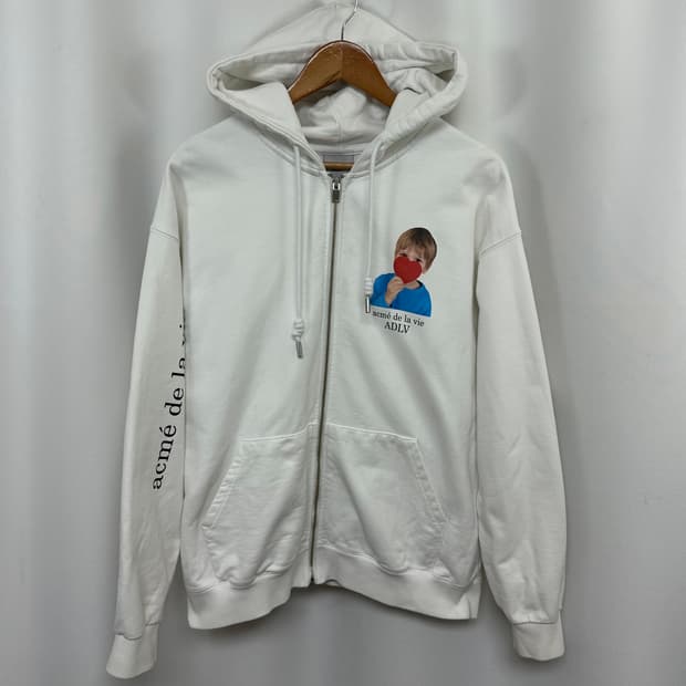 ADLV 남자 면100% 후드집업 화이트 (실측110)