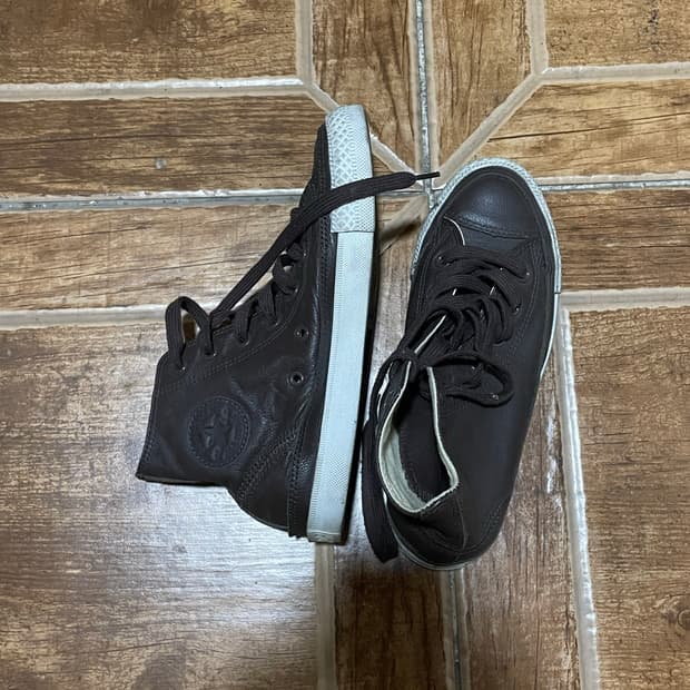 Converse 컨버스 핀터깔 올스타 레더하이넥 스니커즈신발 브라운