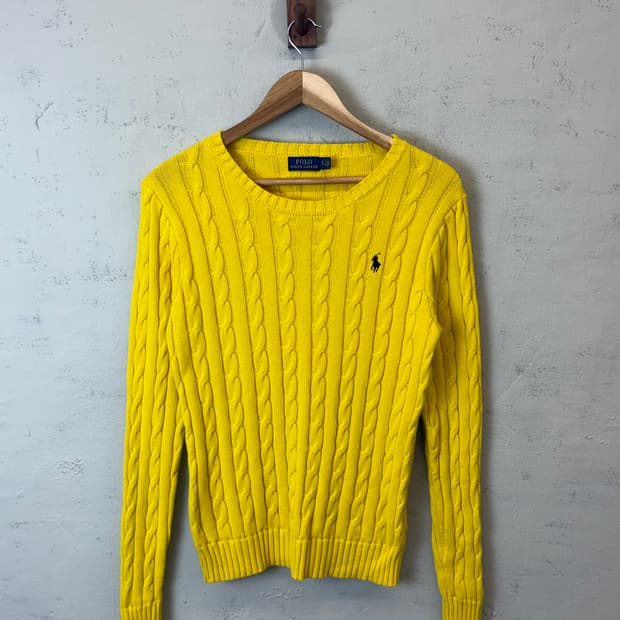 폴로랄프로렌 옐로우 케이블 니트