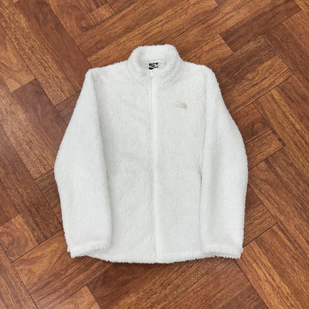 여성용 L 노스페이스 화이트 플리스 집업 