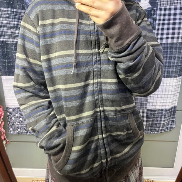 올드 유니클로 스트라이프 후드집업