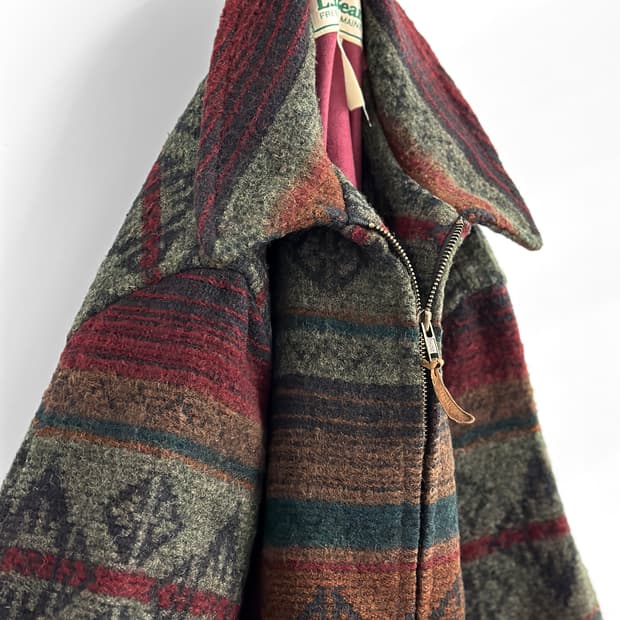 80s 빈티지 엘엘빈 아즈텍 패턴 울 자켓