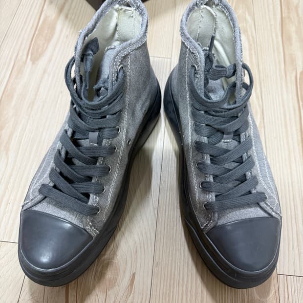 r13 그레이 데님 하이탑 스니커즈