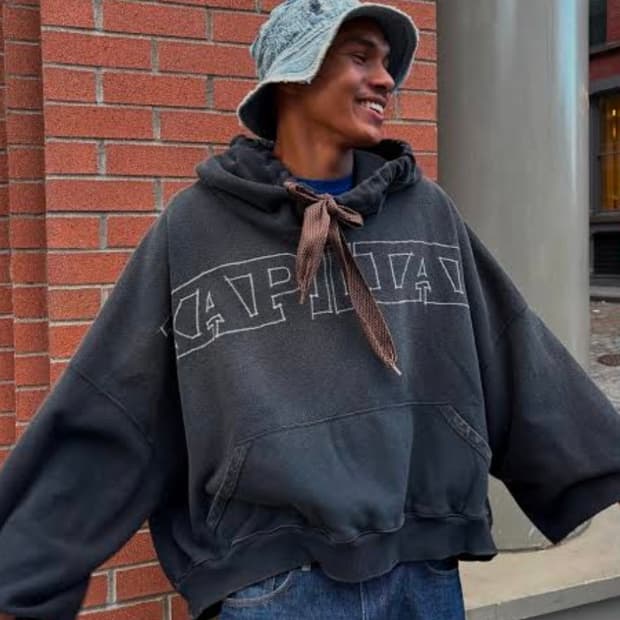 [F] 캐피탈 데빌 후드 파카 캐피탈자수 블랙