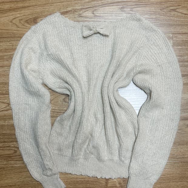 빈티지 리본 라떼 니트 히메갸루 로걀 모리걸 공겜여주 히메카지 헤이세이