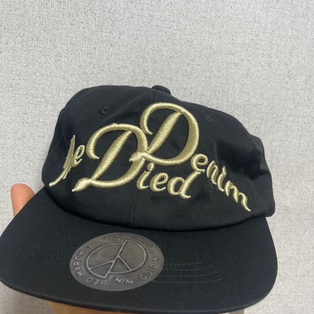 캐피탈 데님 베이스볼캡 더 데님 다이드 자수 로우 블랙