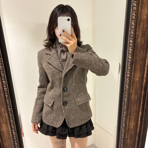 브라운 리본 로걀 셔츠+브라운 캉캉 set