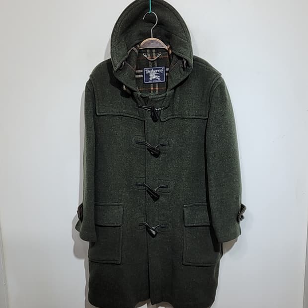 (L) 버버리 떡볶이코트 카키 모직 더플코트 후드코트 