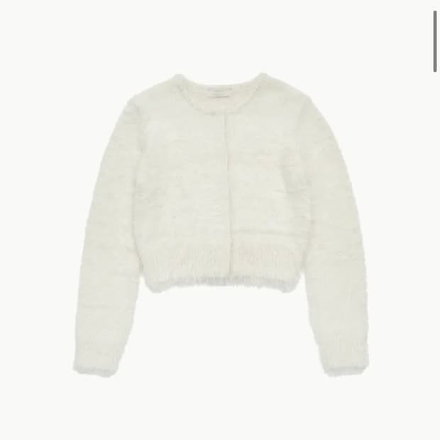 SHAGGY CROPPED CARDIGAN_IVORY