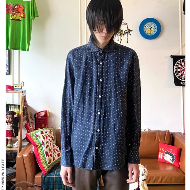 BEAMS Heart Dot Pattern Linen Shirt