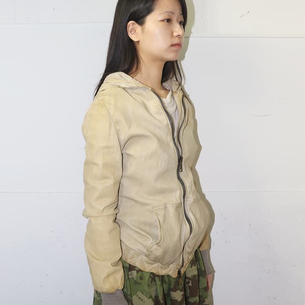 조르지오 브라토 레더 후디드 자켓