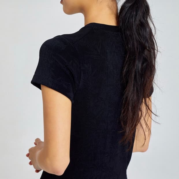 teak BAMBOO JACQUARD JERSEY TOP