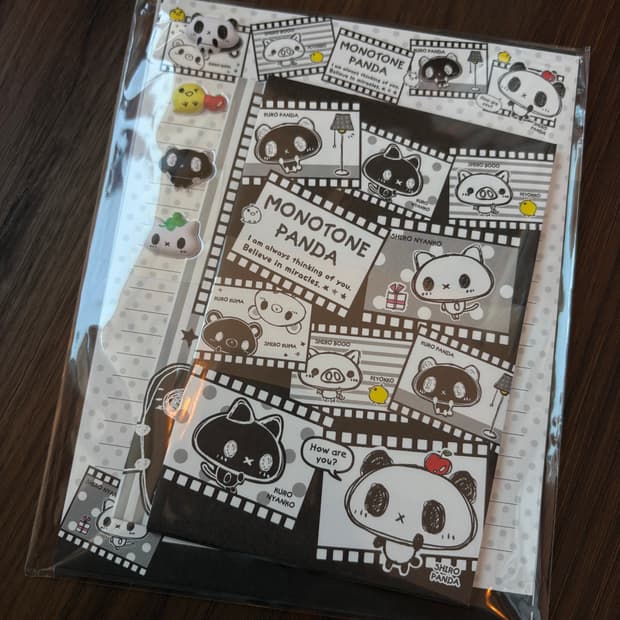 스티커 편지지 세트(모노톤 팬더