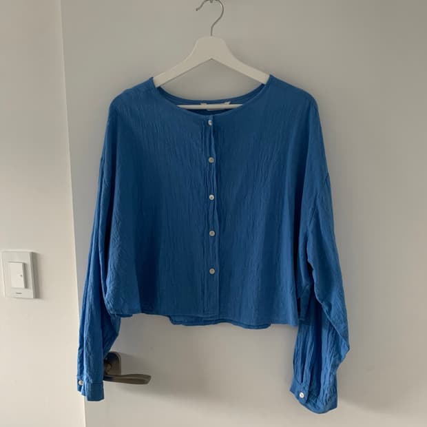 블루 코튼 가디건