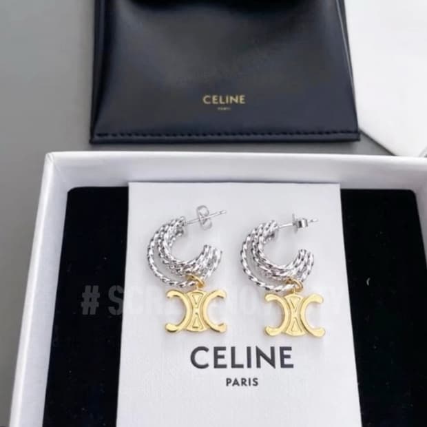 셀린느 트리옹페 트위드 이어링