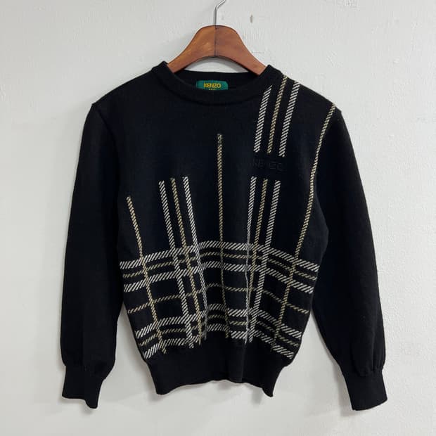 KENZO 골프 블랙 체크 니트