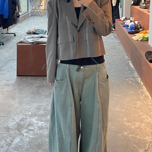 마뗑킴 스티치 크롭 자켓 H846