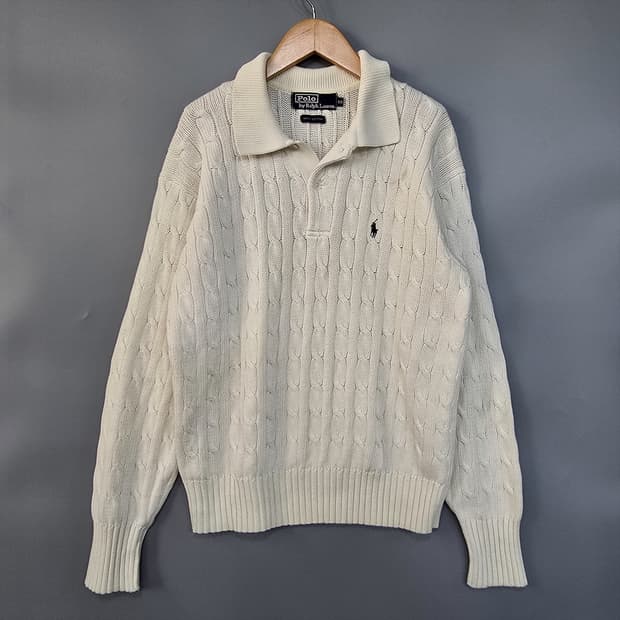 폴로 랄프로렌 케이블 카라 니트 아이보리 90