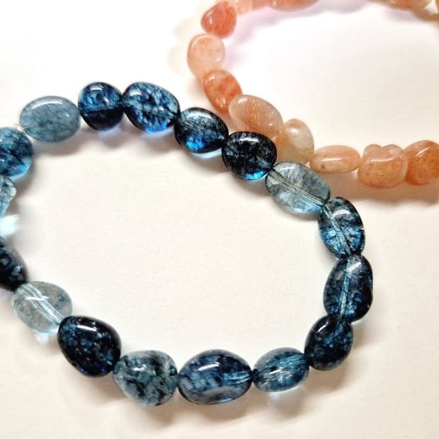 핸드메이드 )블루 토파즈 원석 팔찌