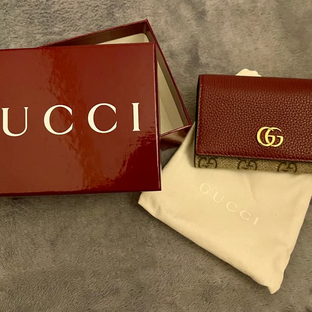 Gucci 구찌 GG 마몽 바이컬러 카드 지갑/버건디
