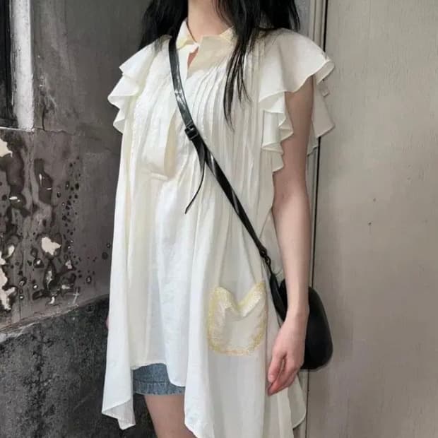 츠모리치사토 비즈포켓 언발 블라우스