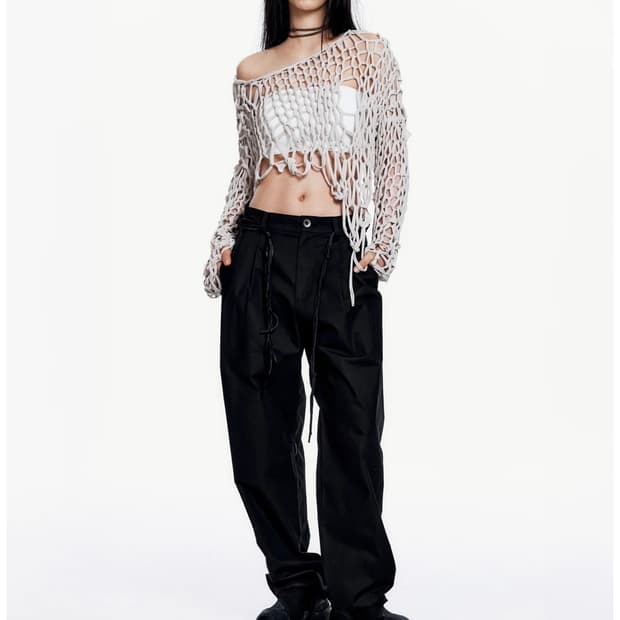 Hyeinseo Wide Pants w/ Macrame Belt