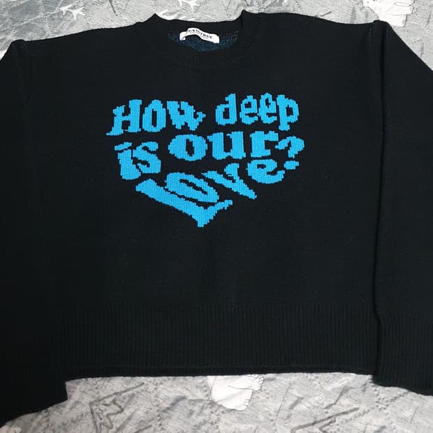 러브이즈트루 크롭 MY LOVE 니트 블루 (F)