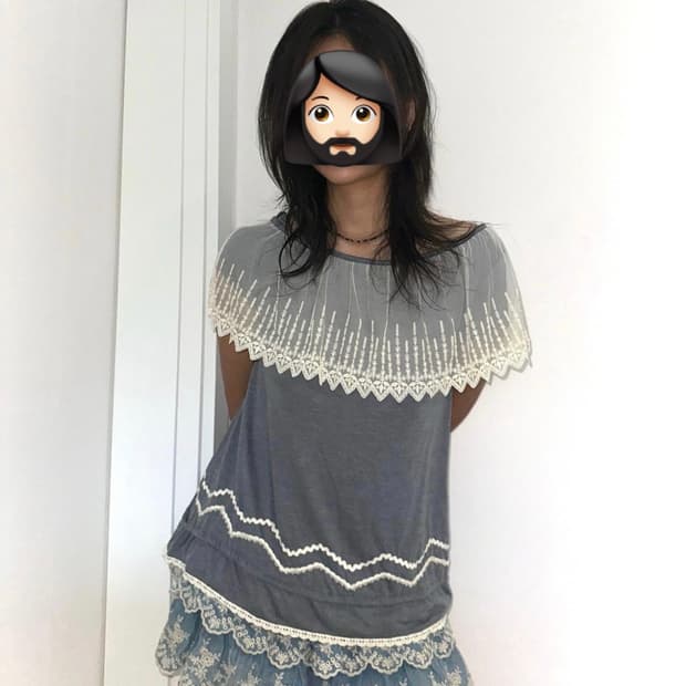 모리걸 레이스 오프숄더 상의