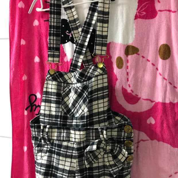 트랄라라 체크 멜빵 바지