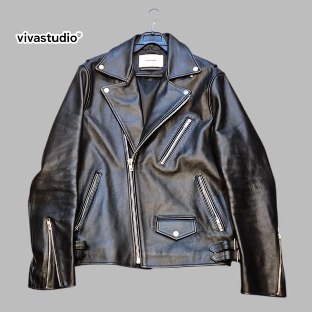XL(착샷잇음) 비바스튜디오 블랙 가죽 라이더자켓 