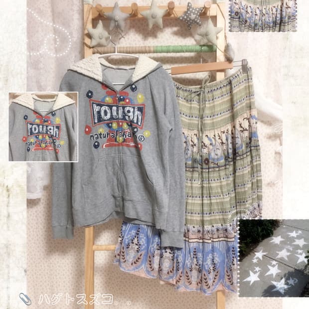 빈티지 rough 모리걸 후드집업