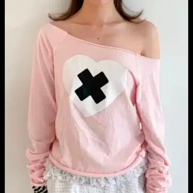 계좌거래4.2) 샵페어리 크로스 하트 컷오프 티셔츠 핑크