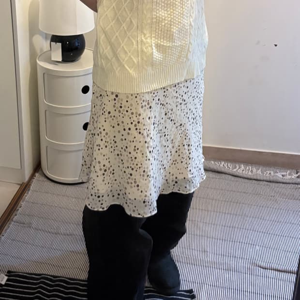 Ivory Polka Dot Japanese Vintage Skirt