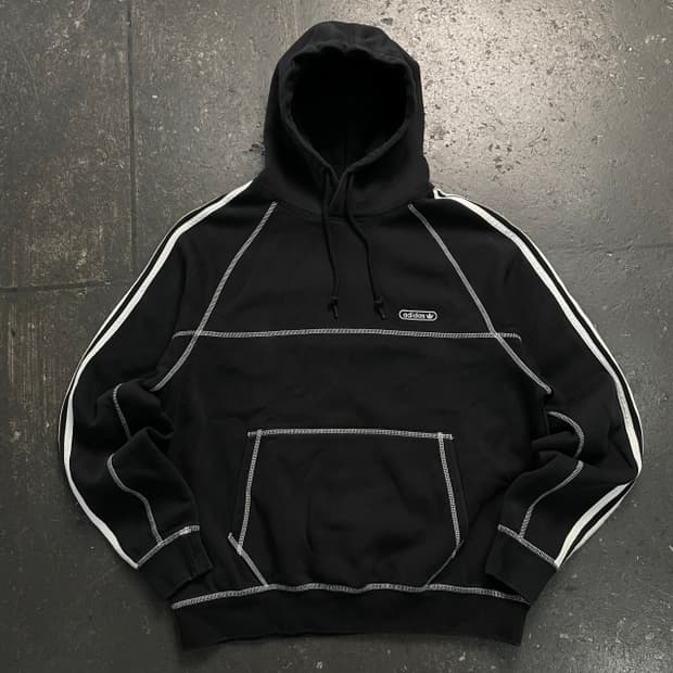 105 아디다스 컨트라스트 스티치 후드티