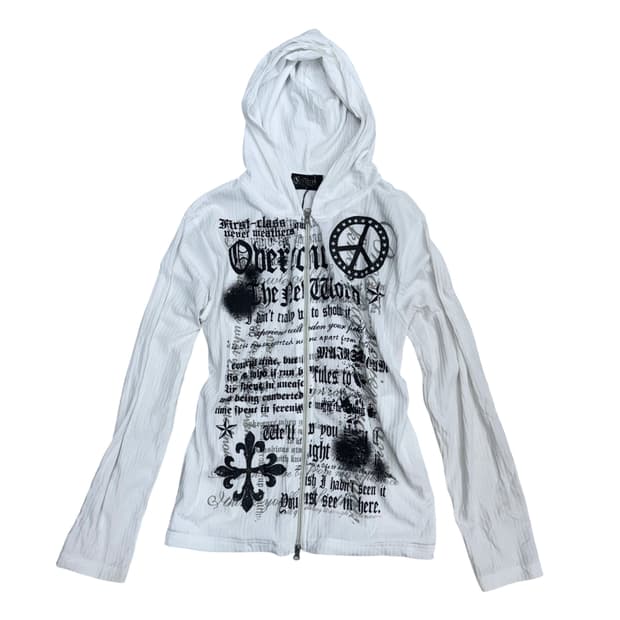 White Y2K zip-up