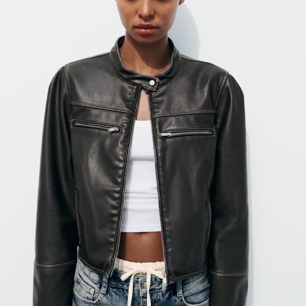 zara 자라 디스트레스드 레더 이펙트 자켓