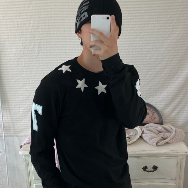 빈티지 스타 넥 라인 긴팔 752 y2k 스트릿 갸루 펑키 일본빈티지 