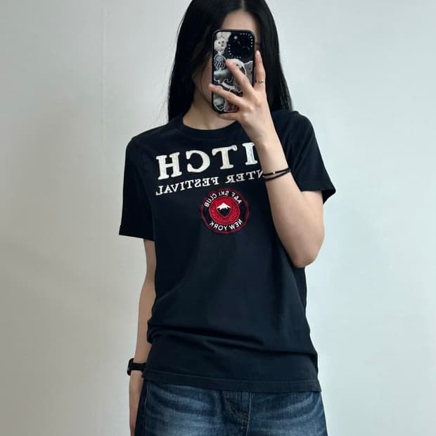 아베크롬비 y2k 와투케 네이비 반팔 티셔츠