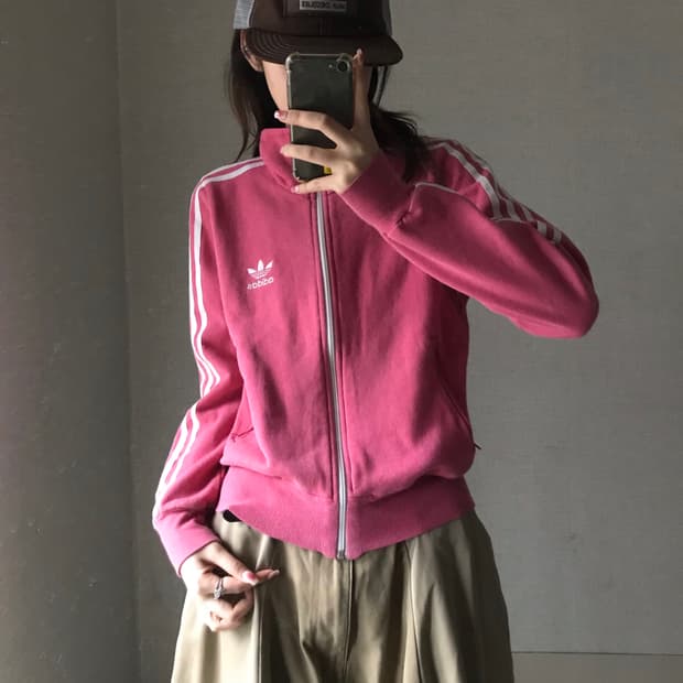 아디다스 핑크 면집업