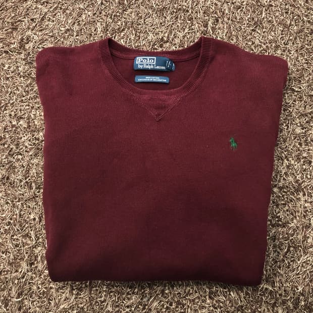 폴로 랄프로렌 코튼 버건디 니트