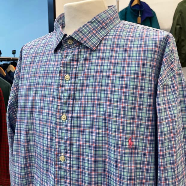 폴로 랄프 로렌 핑크 포니 체크 셔츠