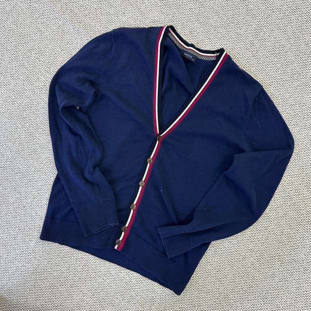 95 헤지스 배색 가디건 0316D