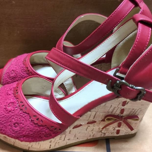 엑시즈팜 레드 샌들 구두