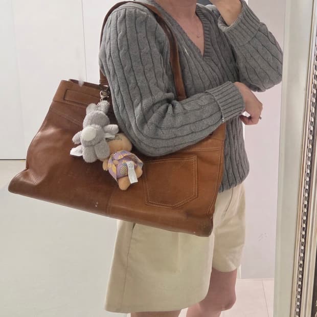 DIOR 크리스챤디올 정품 빈티지 레더 쇼퍼백 숄더백