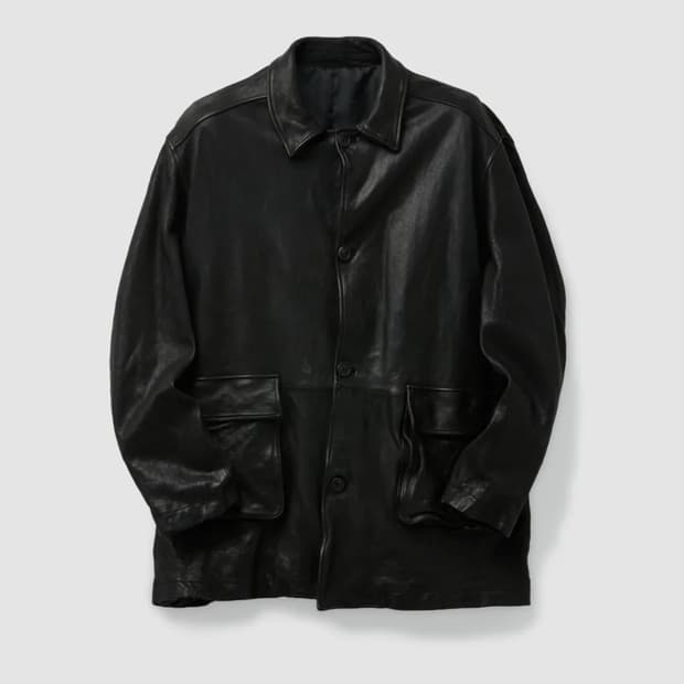 [XL구매]쿠어 워시드 램스킨 레더 카 코트