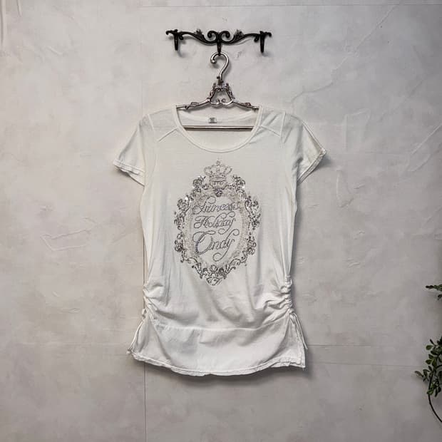 White side shirring y2k half t