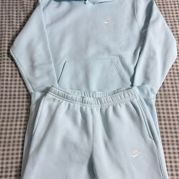 (L) 나이키 플리스 후드티 셋업 하늘색 